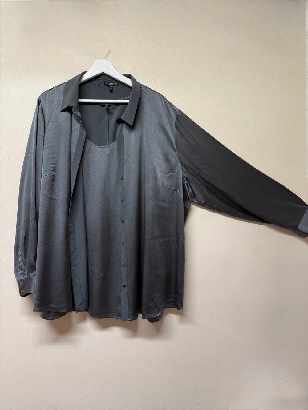 Eileen Fisher Silk Classic Collar Shirt and matching tank top camisole XXL 2X